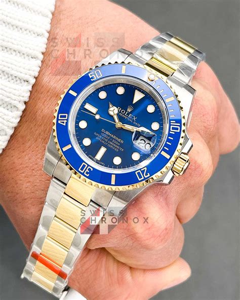 rolex sub 2 tone blue|rolex blue submariner 2022.